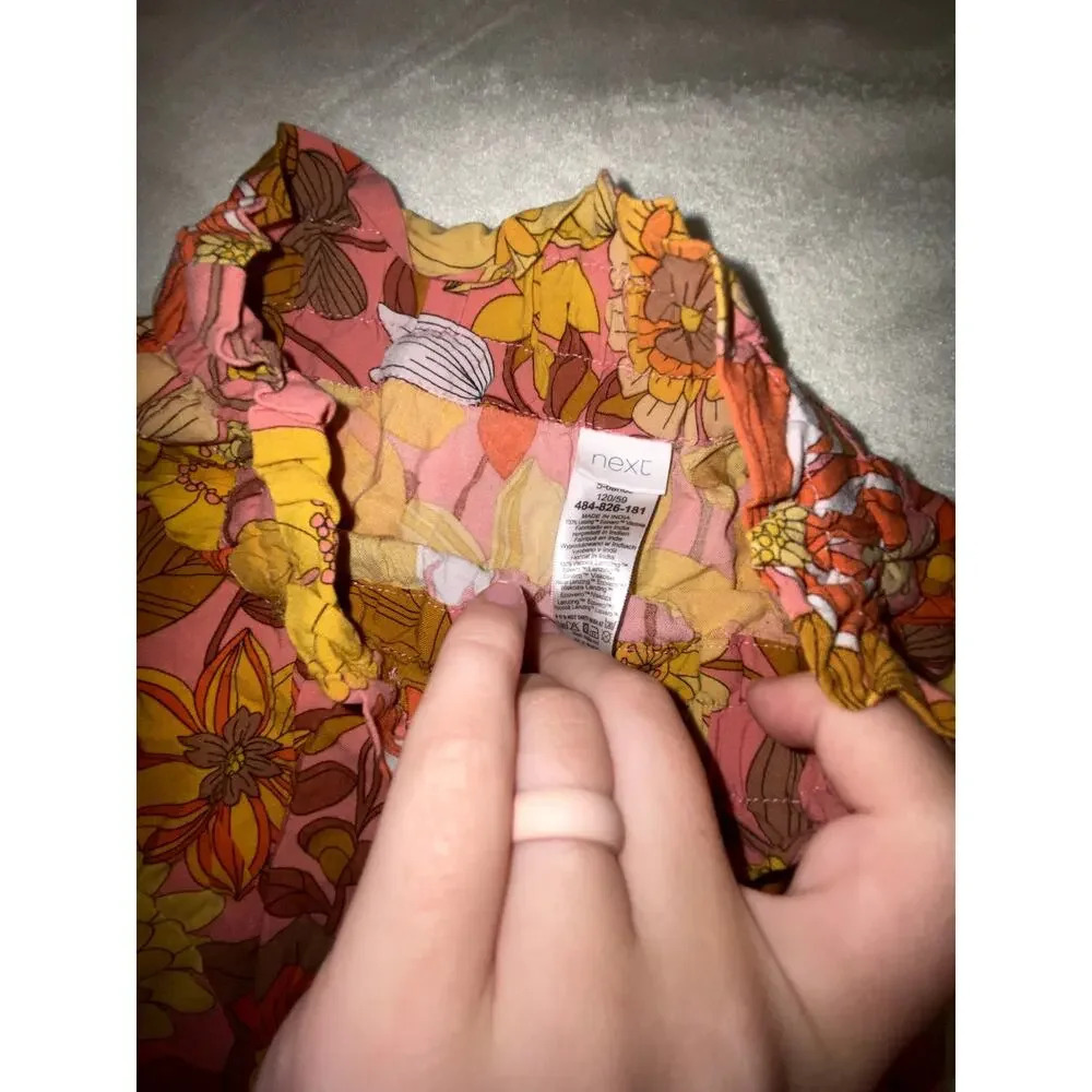 next Girls Wide Leg Jogger Bamboo Floral Pants Size 5-6 Years - Picture 4 of 4